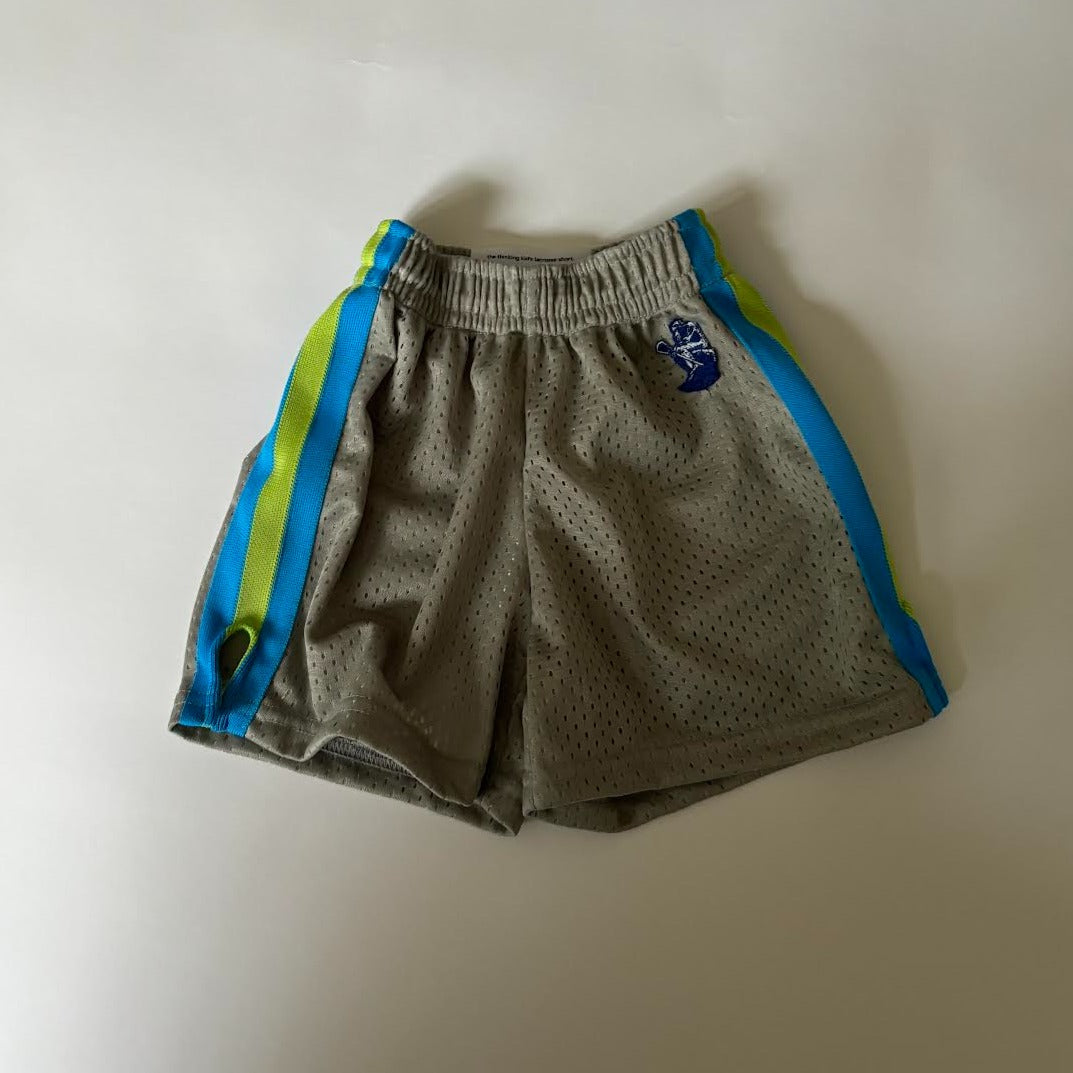 KIDS -GREY MESH W/ ELECTRIC BLUE, ELECTRIC GREEN, ELECTRIC BLUE KNIT STRIPES